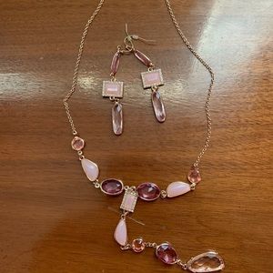 Pink necklace and earring set